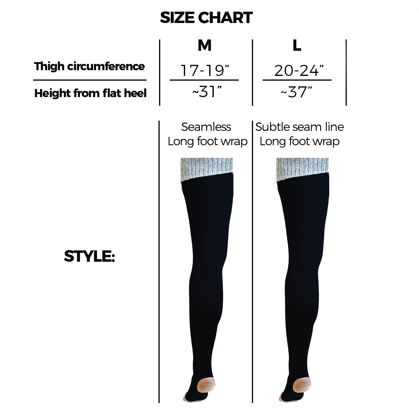Thigh High Leg Warmers for Women - with Silicon, Large size - Pole